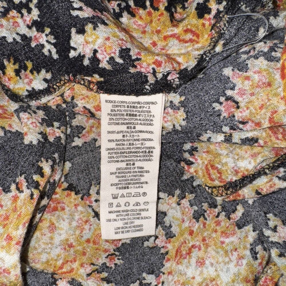 Free People Lonesome Dove High Low Black Floral Dress Size 6 - Picture 12 of 12